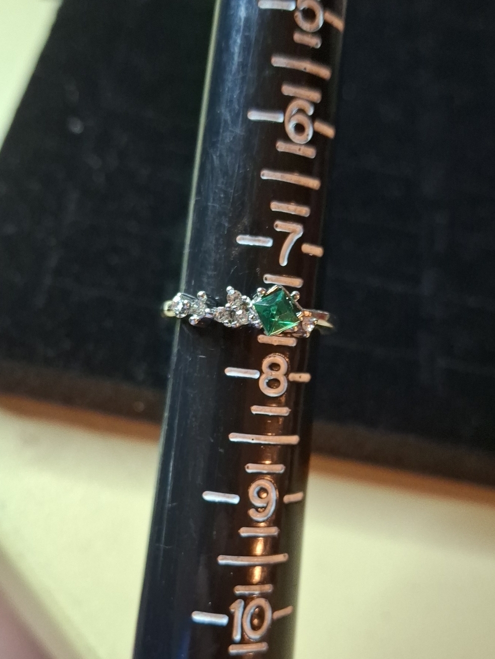 Emerald Faux Accent Sterling Color Ring - Green Sz 7.5